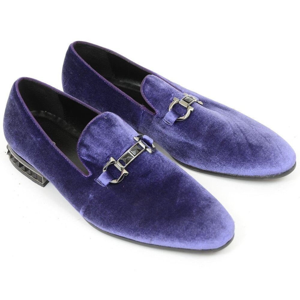 ALDO Men’s 12 Purple Suede Leather Bowtie Slip-On Loafer Horse-bit Preppy Gothic